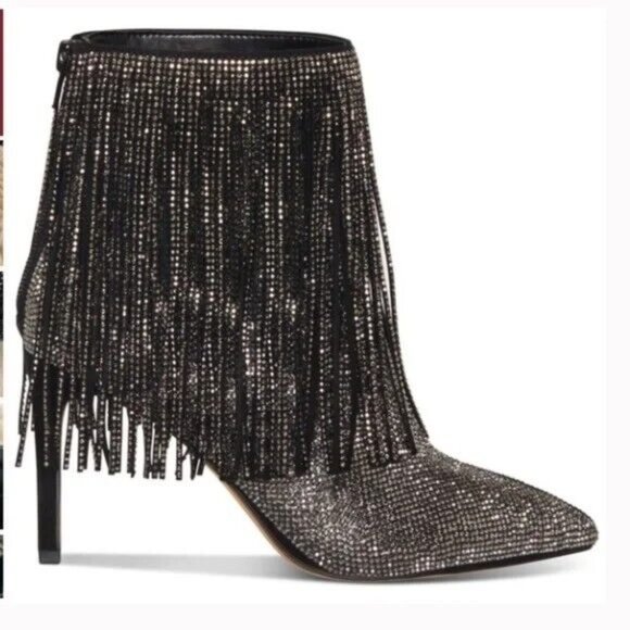*ANDIAMO AFRINGE SPARKLE FRINGED STILETTO BOOTIE SIZE 6.5 * - Picture 3 of 13